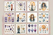 Boho Witchy Watercolor Crystal Tarot, a Decorative Illustration by Fun Digital (Thumbnail 2 of 6)