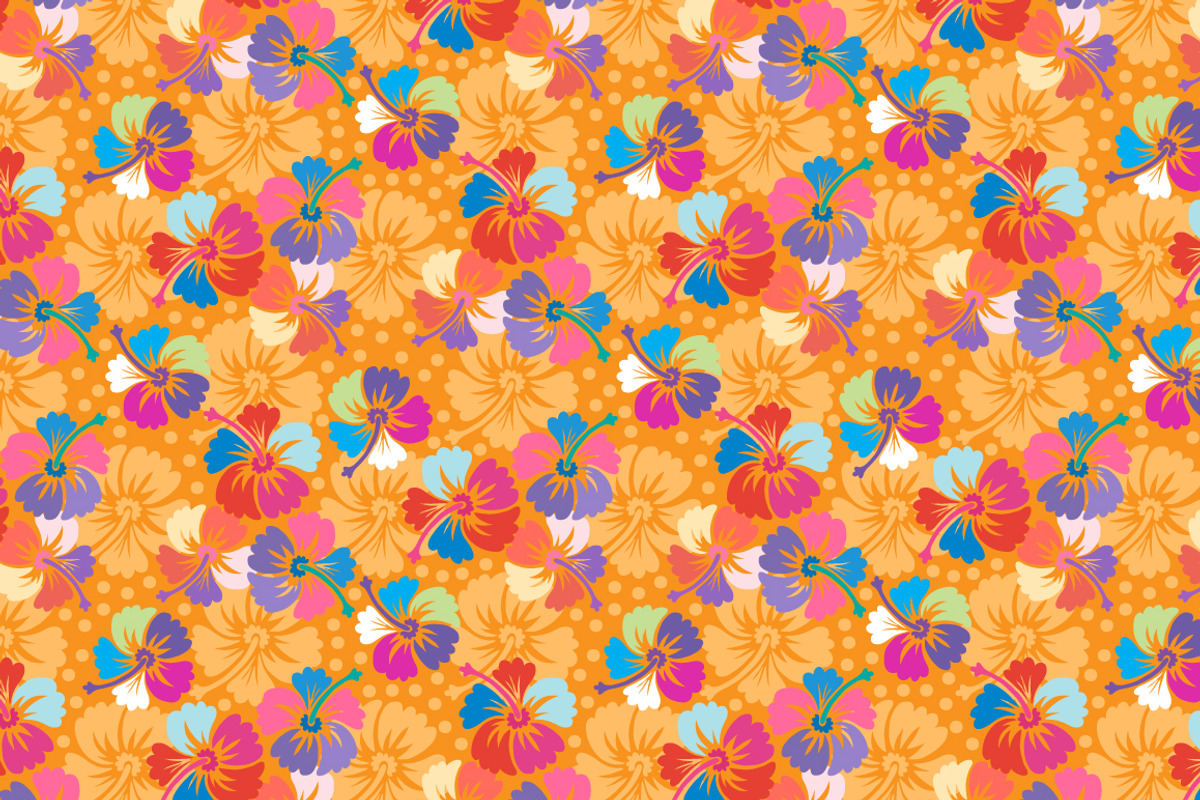 Hibiscus flower and patterns, an Illustration by natsa (Photo 2 of 6)