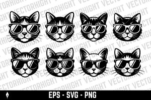 Logo of a cat wearing sunglasses, an Animal Illustration by Vectorhight