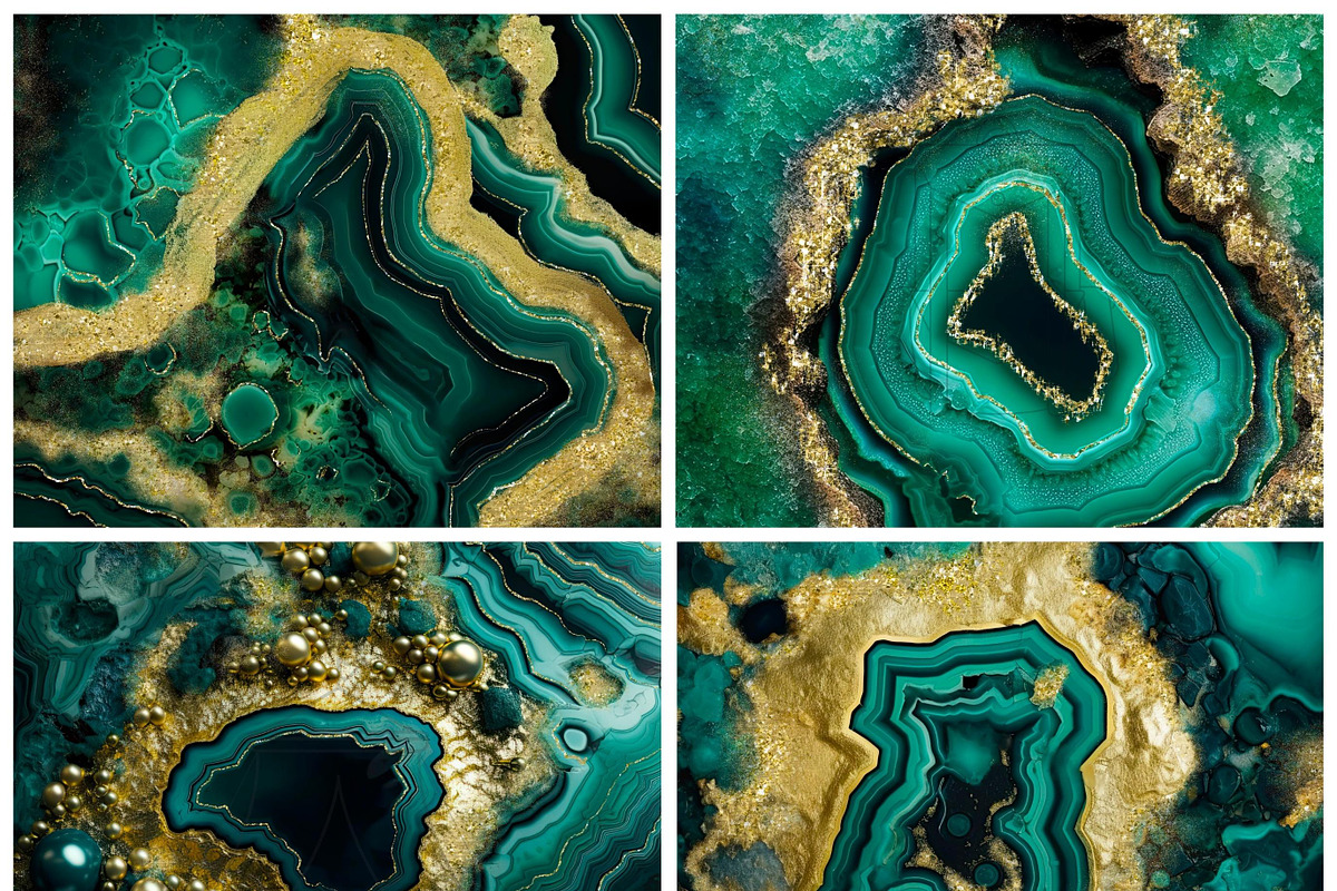Green Geodes Digital Paper Pack, a Texture Illustration by Tanya Kart