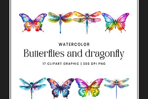 Butterflies And Dragonfly Clipart