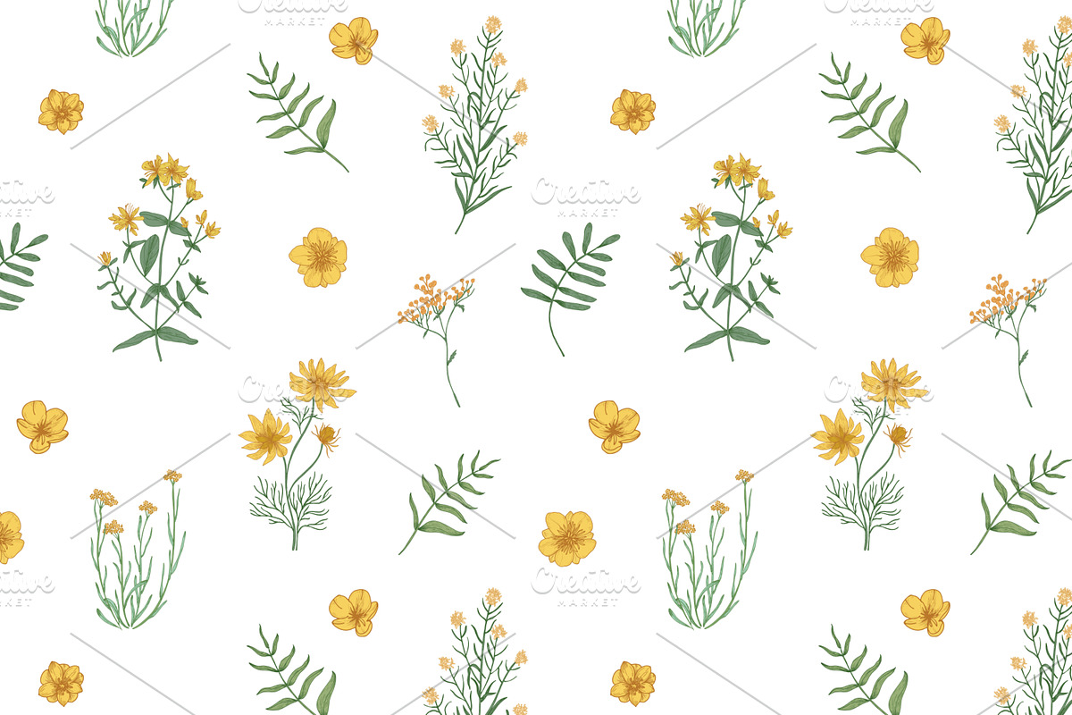 Wild flowers,herbs,herbaceous plants, a Texture Illustration by Good Studio (Photo 6 of 22)
