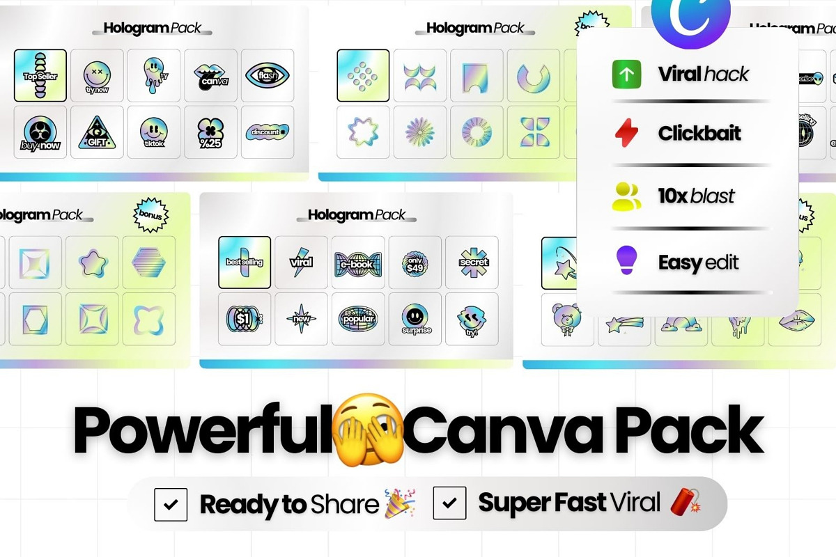 Hologram Pack Canva Templates, a Social Media Template by Virall (Photo 3 of 10)