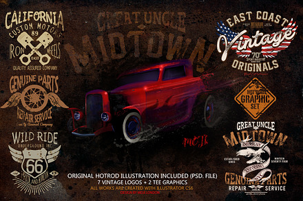 HOTROD ILLUSTRATION & LOGO SET