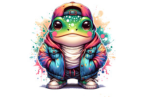 Graffiti Streetwear Frog Clipart Set