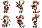 Whimsical Valentine Boy Clipart, an Illustration by CraftArtStudio (Thumbnail 5 of 6)