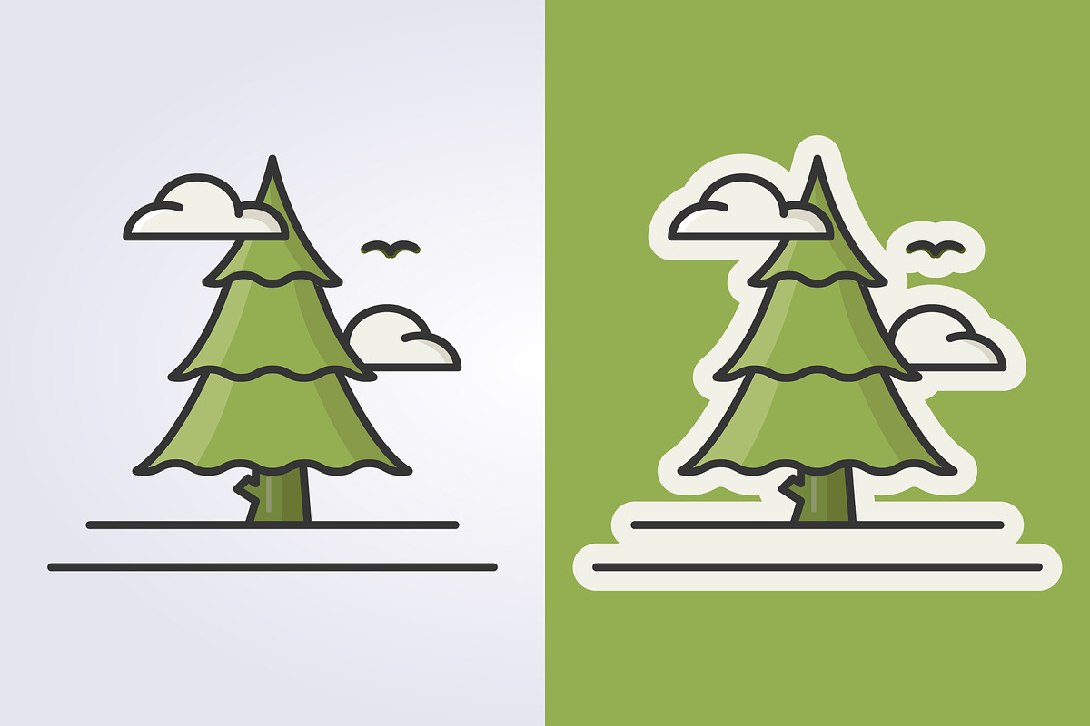 pine line color icon vector, a Branding & Logo Template by Lodzrov