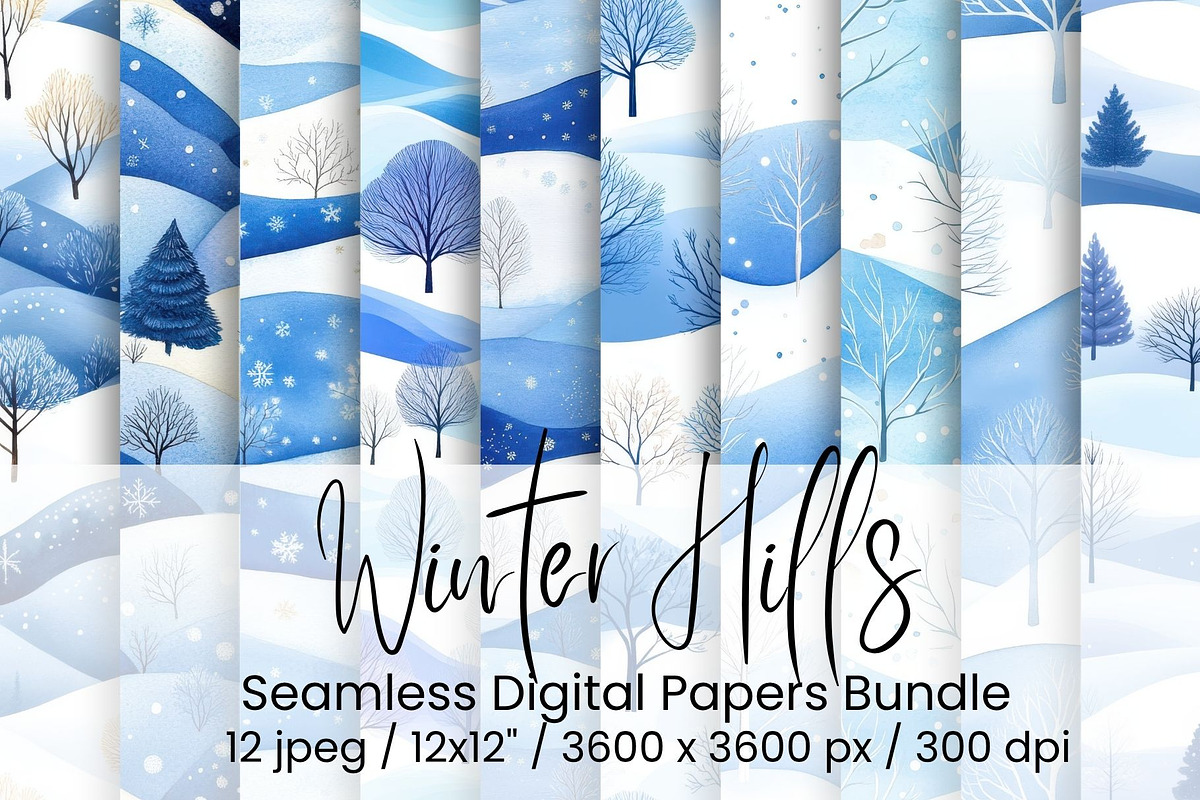 Winter Hills Seamless Digital, an Illustration by Mashimara (Photo 1 of 4)