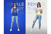 Female V-Neck T-Shirt Mockup, a Shirt Mockup by Hi, Mock-Up! (Thumbnail 7 of 10)