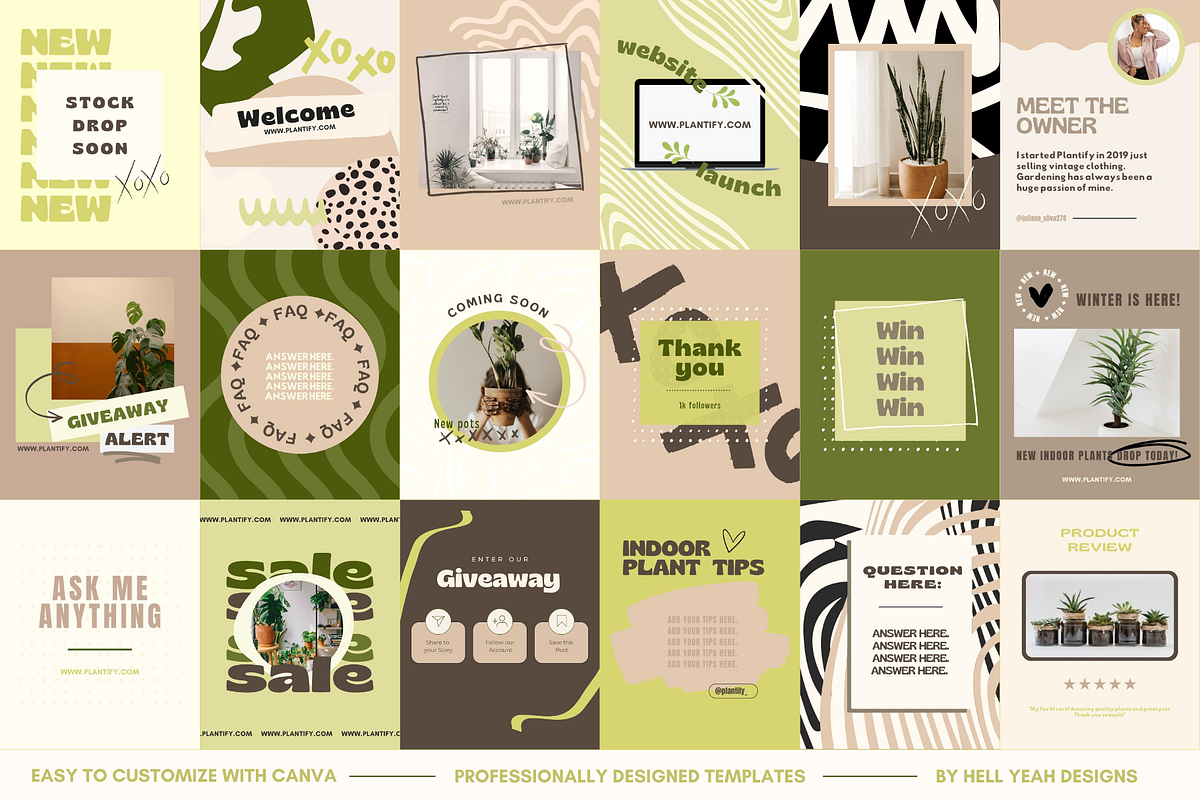 Groovy Green Instagram Templates Set, a Social Media Template by Hell Yeah Designs (Photo 5 of 11)