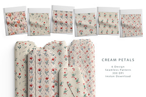 6 Seamless Pattern: Cream Petal