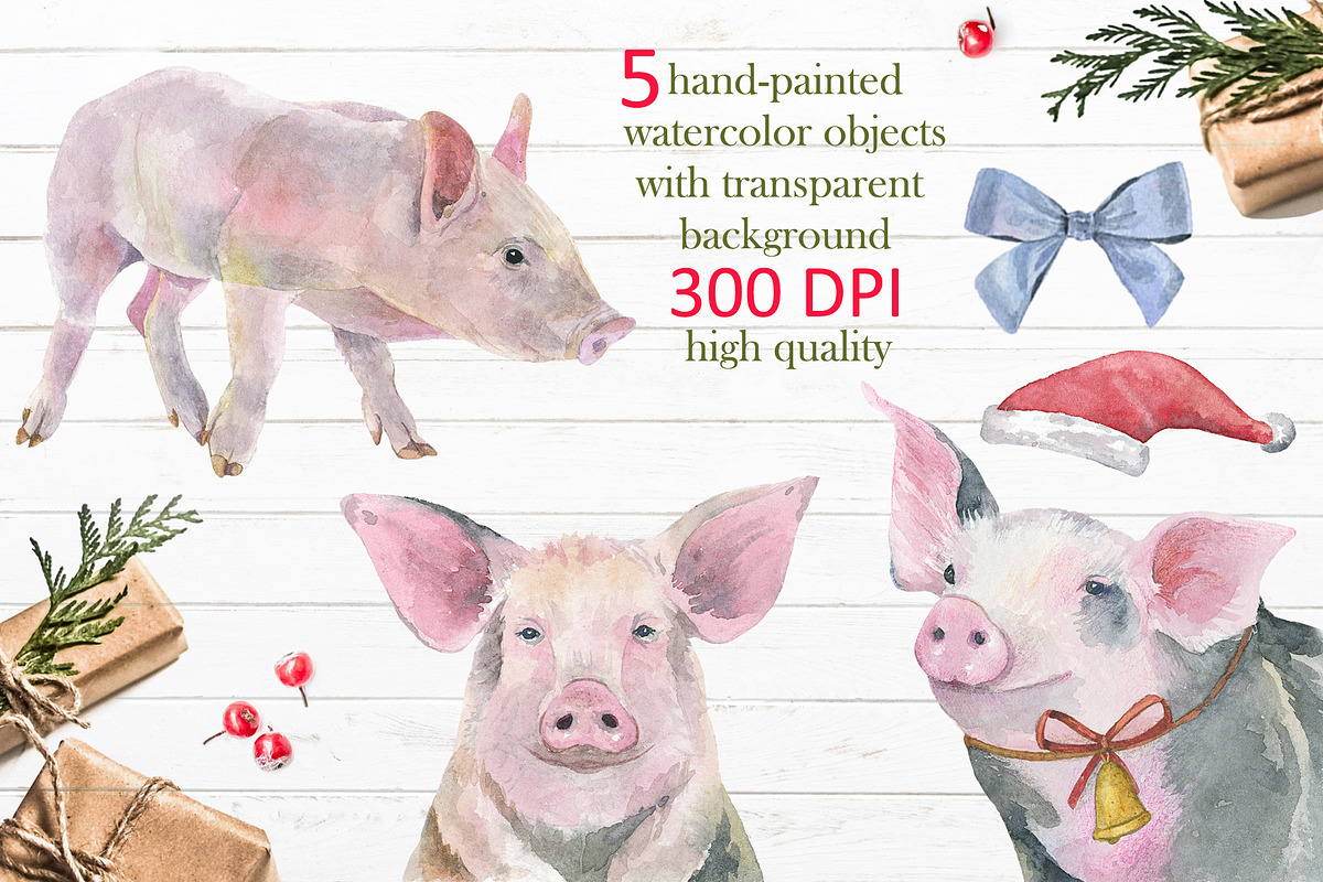 Little Piggies. Watercolor mini set, an Animal Illustration by Nastilustra (Photo 2 of 3)