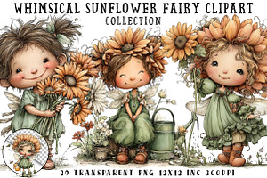 Whimsical Sunflower Fairy Clipart, an Illustration by OK Design