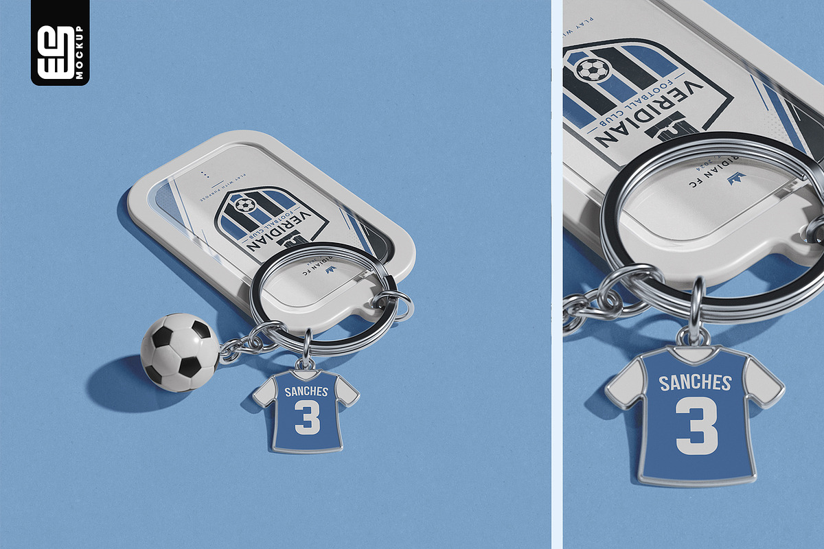 Football Keychain with Charms Mockup, an Advertising Mockup by SD Mockup (Photo 2 of 5)