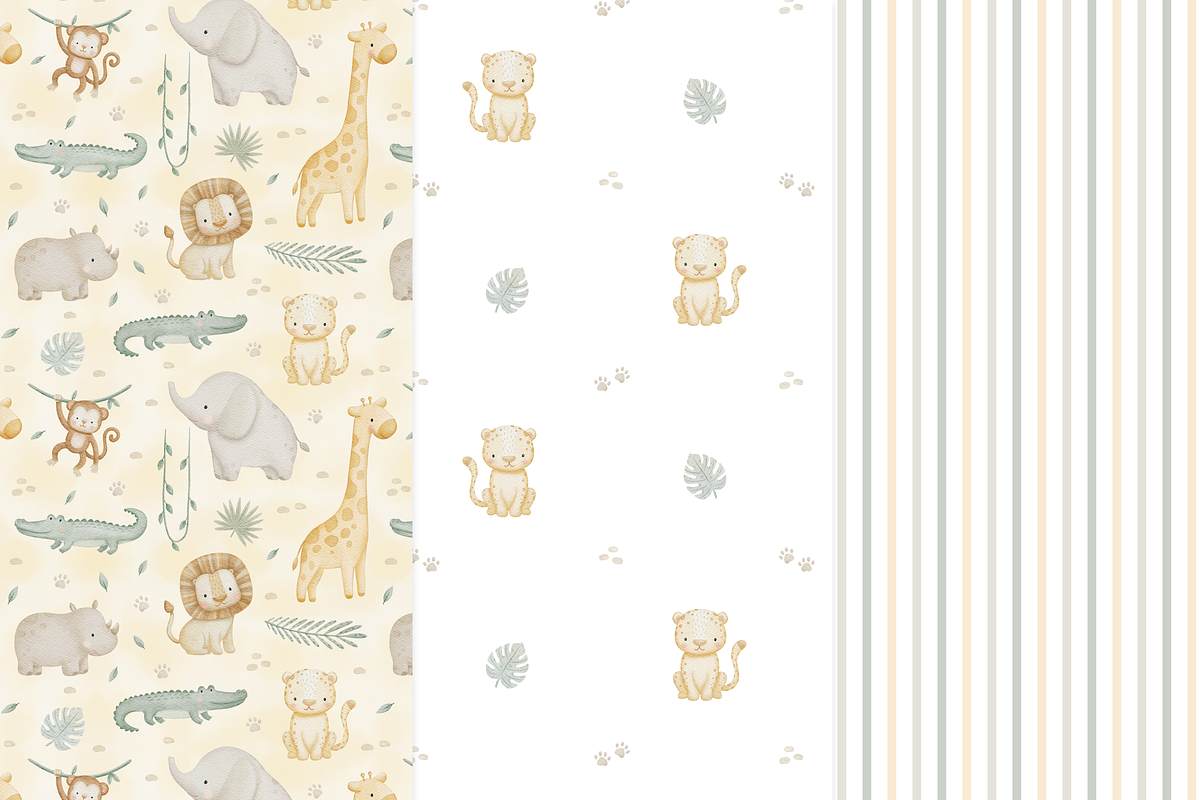 Jungle Safari Animals Watercolor Set, a Pattern Graphic by tetiartline (Photo 6 of 10)