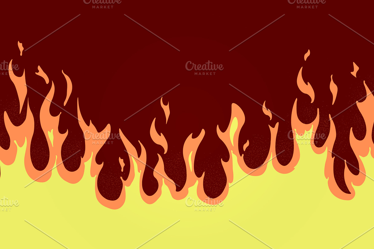 Cartoon Fire Vector Illustration, a Decorative Illustration by Den Marty Studio