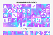 Holographic Christmas Geometric Set, an Object Graphic by Julie&Taily (Thumbnail 3 of 23)