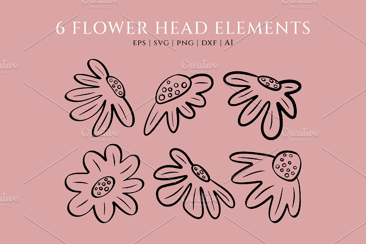 Linocut Daisies Clipart & Patterns, an Object Graphic by Ashley Katrina (Photo 3 of 8)