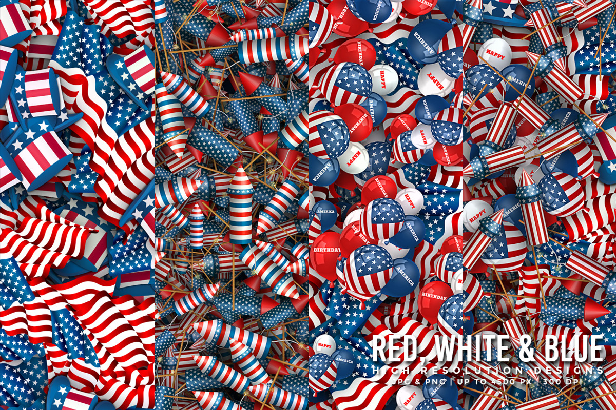 Red, White and Blue, a Pattern Graphic by Digital Art Creations (Photo 2 of 6)