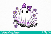 Cute Lace Ghost Png, Halloween Boo, an Illustration by Watercolor design (Thumbnail 1 of 3)