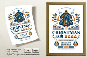 Folk Art Christmas Fair Flyer, a Flyer Template by Hole Hope Design