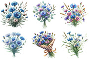 Matching Cornflower Bouquet Clipart, an Illustration by Daily.Designs (Thumbnail 4 of 5)