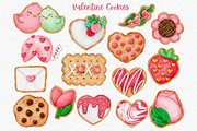 Valentine Cookies watercolor clipart, a Decorative Illustration by AkiraVilla (Thumbnail 2 of 10)