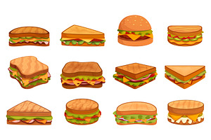 Cartoon sandwiches. Sandwich with, a Food Illustration by Valerie Bodnar