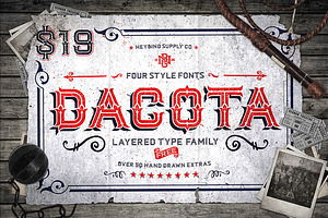 Dacota Layered Typeface + Extras