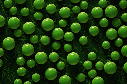 Abstract background made of green balls. Generative Ai, a Wallpaper Photo by Ales Munt