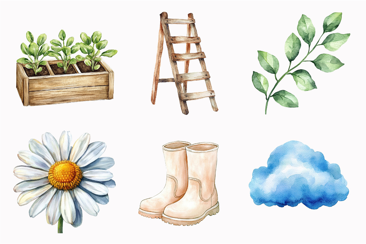 Watercolor Garden Pals Clipart, a Seasonal Illustration by Design Market (Photo 4 of 4)