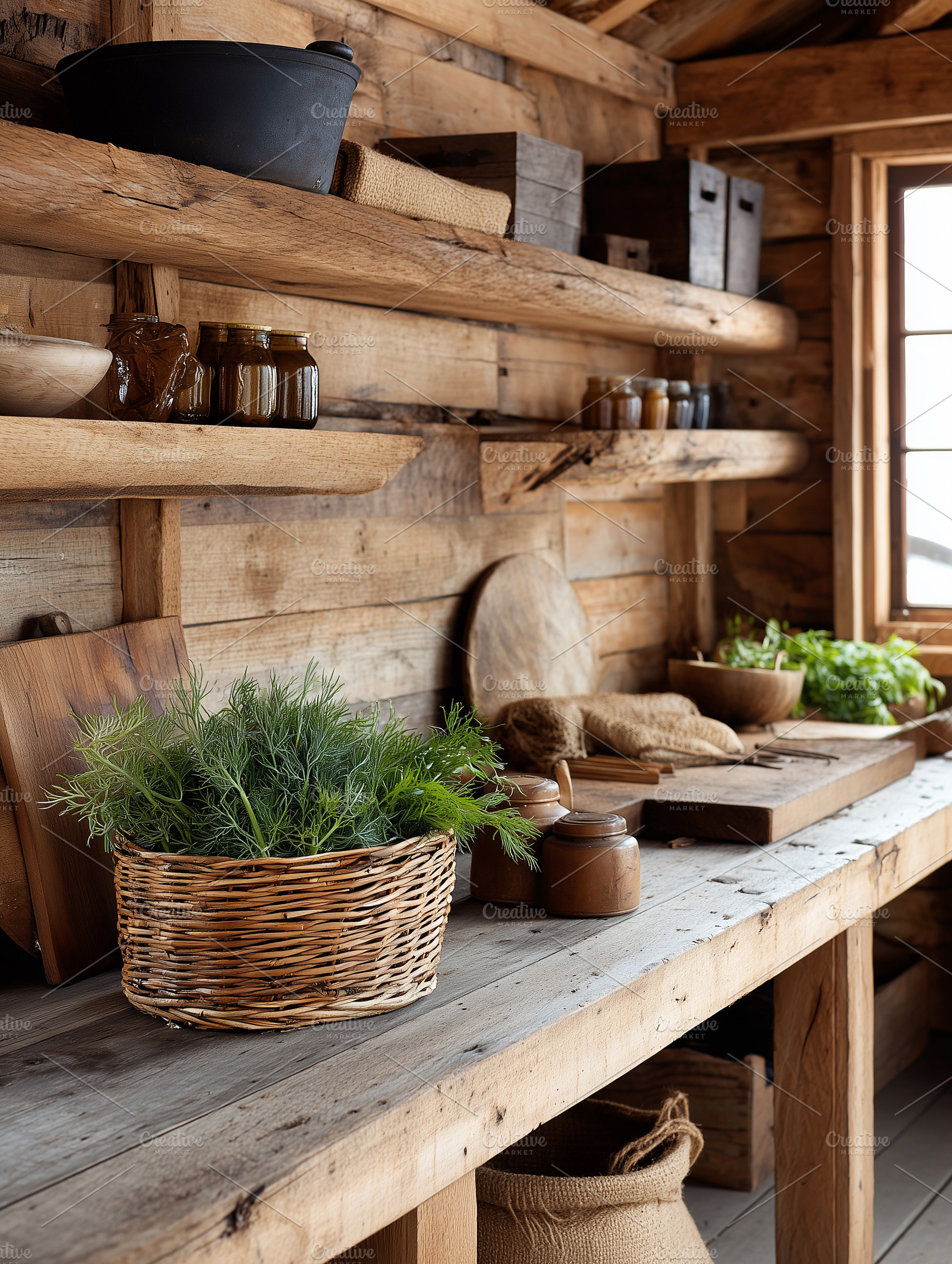Rustic wooden farmhouse kitchen, an Architecture Photo by MistyDay