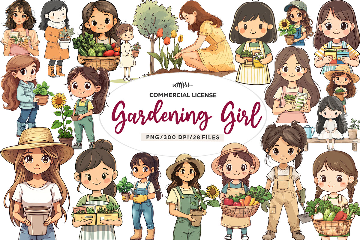 Gardening Girl Sublimation Bundle, an Illustration by CreationArt (Photo 1 of 5)