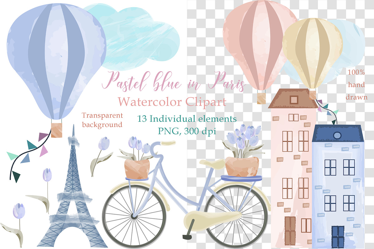 Watercolor Paris Seamless Patterns, a Pattern Graphic by Oksana Dovhopol Art (Photo 6 of 13)