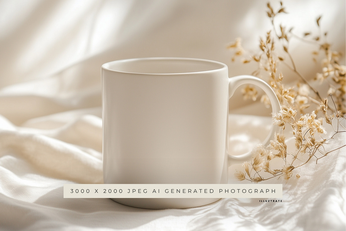 Mug with Dried Flowers Mockup, a Mockup by illuztrate