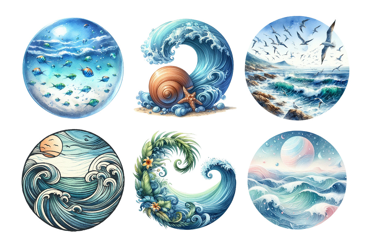 Sea Scene Circle Round Clipart, an Illustration by Daily.Designs (Photo 5 of 5)