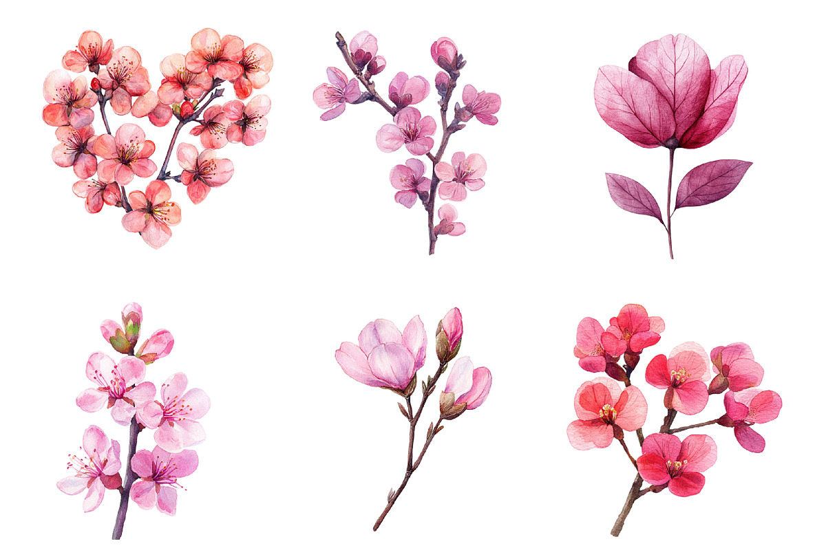 Spring Redbud Flower Clipart, an Illustration by SinaCreation (Photo 3 of 5)