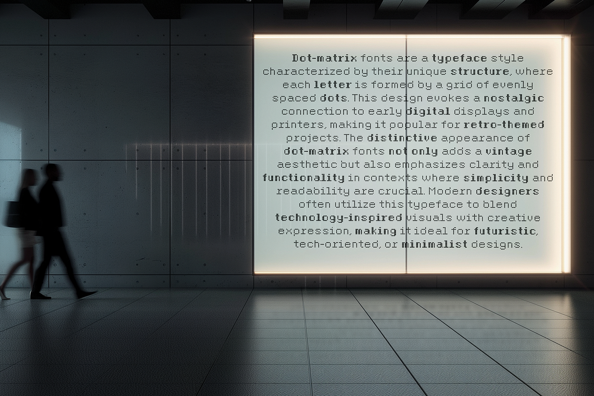 Alvera | Dot-Matrix Sans Typeface, a Sans Serif Font by By Kineks (Photo 2 of 9)