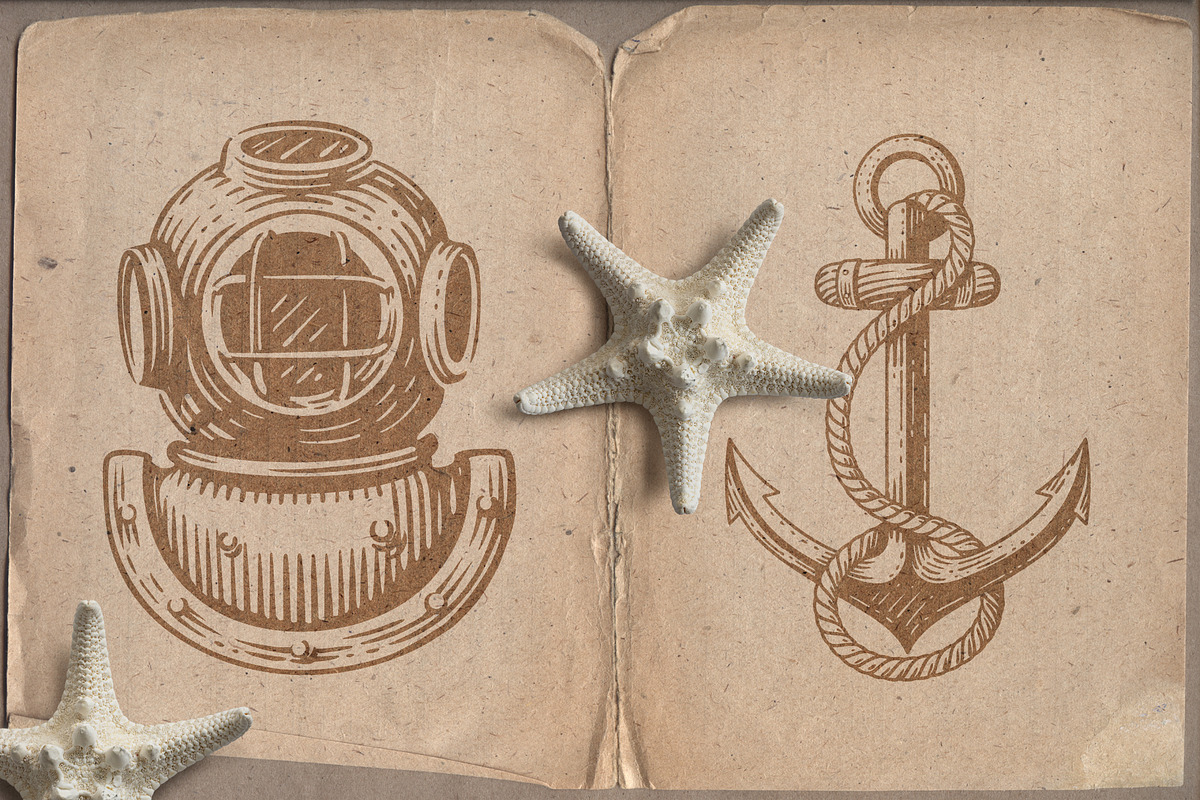 Nautical. Mockups, vector, textures., a Texture Illustration by bioraven (Photo 3 of 26)