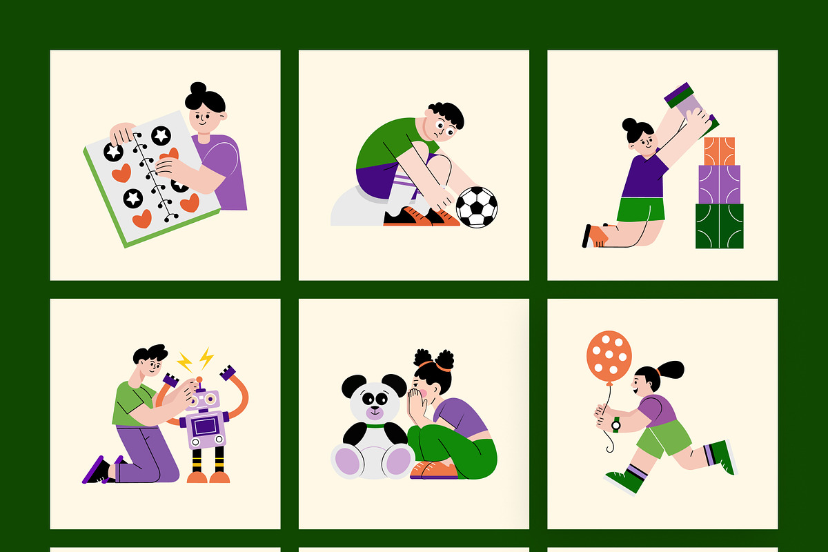 Childhood Illustration Art Set, a Person Illustration by Brickclay (Photo 8 of 9)