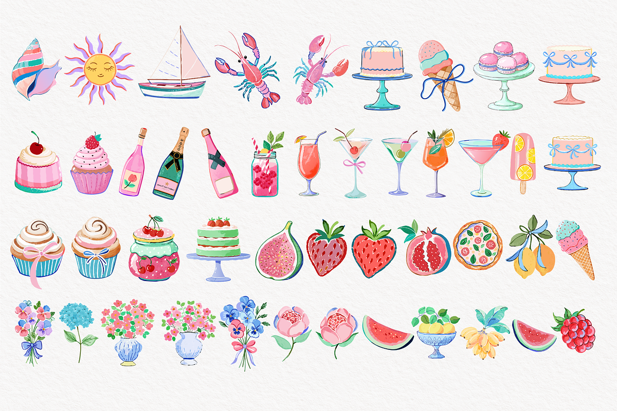 Watercolor Coquette Summer Clipart, an Illustration by TatiMockup (Photo 4 of 6)