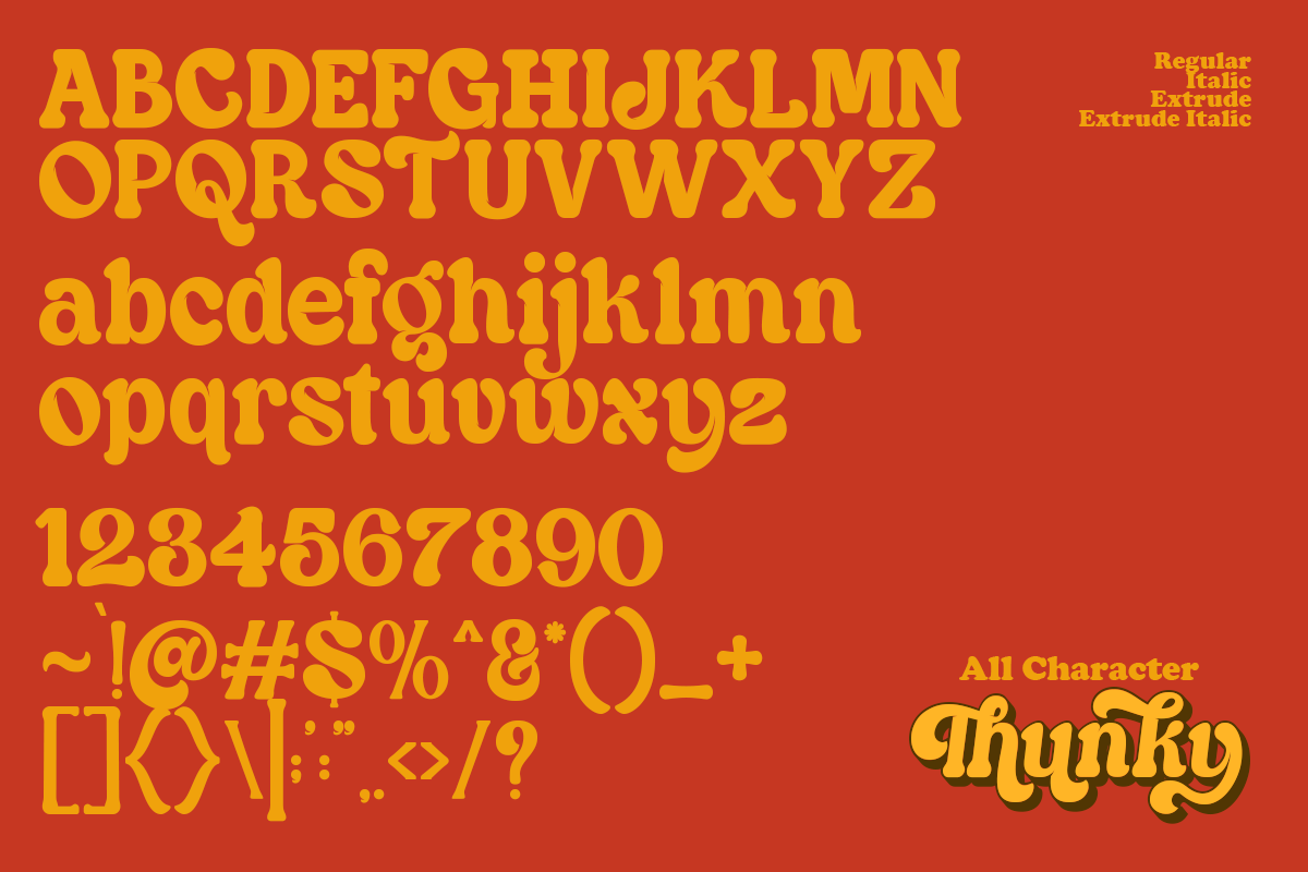 Thunky - Chunky Retro Typeface, a Serif Font by Pandeka Studio (Photo 11 of 13)