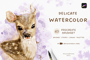 Delicate Watercolor Brushes & Canvas, a Brush Add-On by polikarpovaart (Thumbnail 1 of 16)