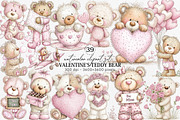 Watercolor Valentine's Teddy Bear, an Illustration by Canvas Craft (Thumbnail 1 of 6)