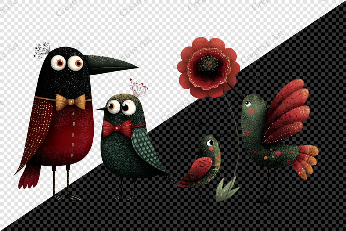 Whimsical & Quirky Birds Clipart, an Illustration by Creative Art (Photo 7 of 9)