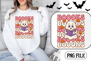 Boooks Halloween Ghost Book PNG, a Seasonal Illustration by CrexoraLab