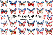 USA Flag Butterfly 4th of July Clipa, an Illustration by Libby Wishes (Thumbnail 1 of 7)