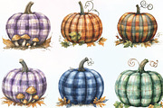 Autumn Plaid Pumpkin Clipart, an Illustration by CraftArtStudio (Thumbnail 2 of 6)