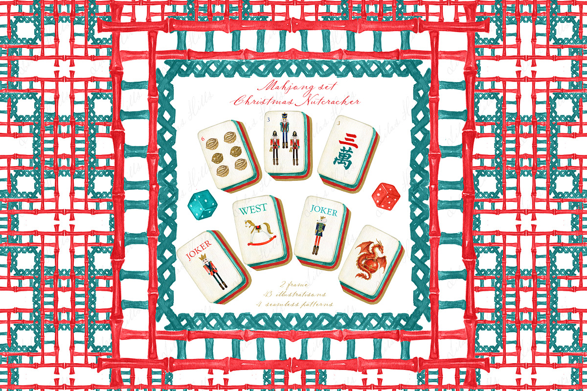 Christmas Nutcracker Mahjong Clipart, an Education Illustration by LABFcreations (Photo 2 of 5)