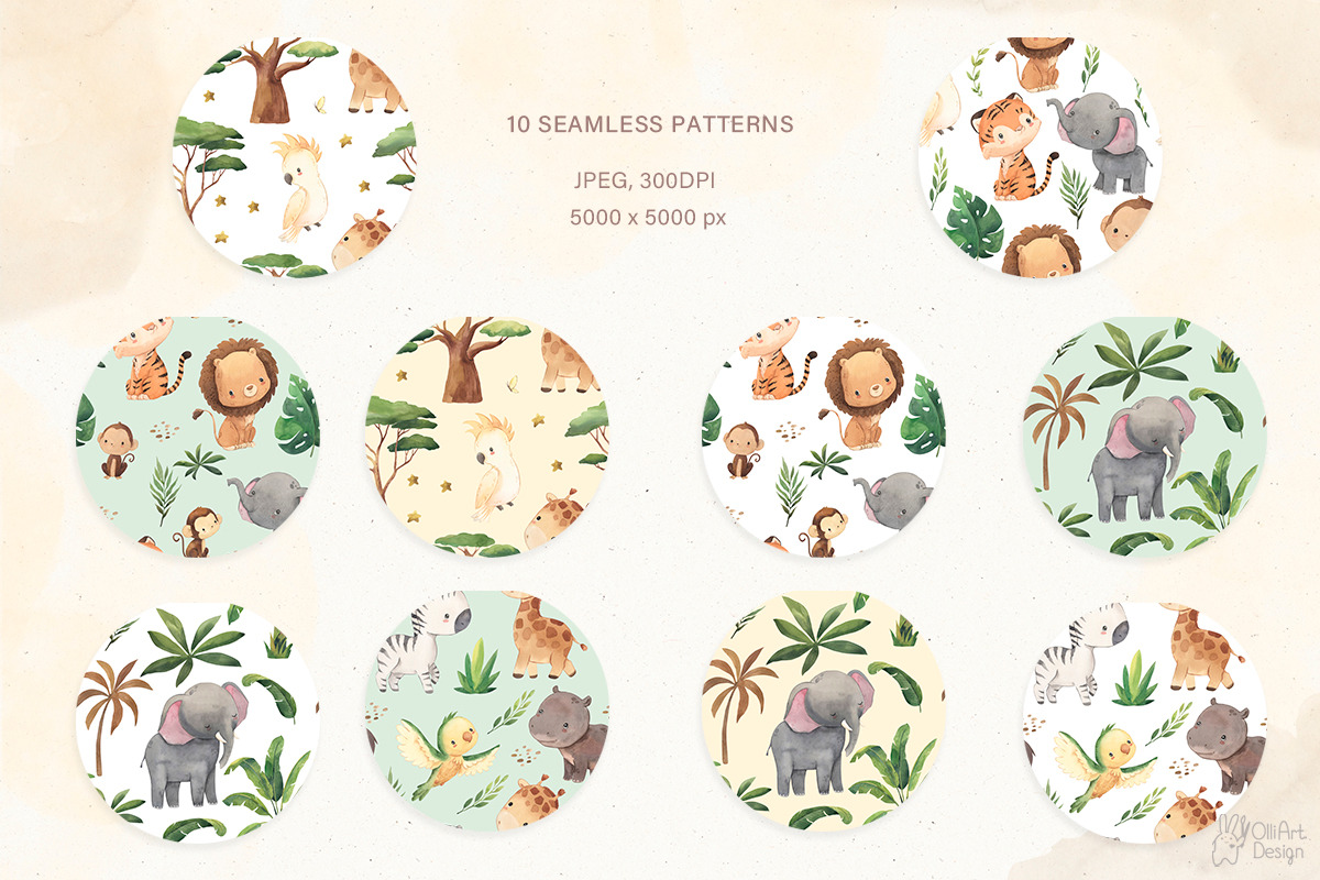 SAFARI ANIMALS Watercolor clipart, an Object Graphic by OlliArtDesign (Photo 5 of 7)